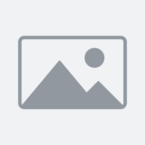 This graphic element signifies a "No photo" thumbnail, denoting the absence or unavailability of images in the gallery or album. It serves as a flat picture placeholder symbol designed for app, website, or user interface applications, presented in a vector illustration format.